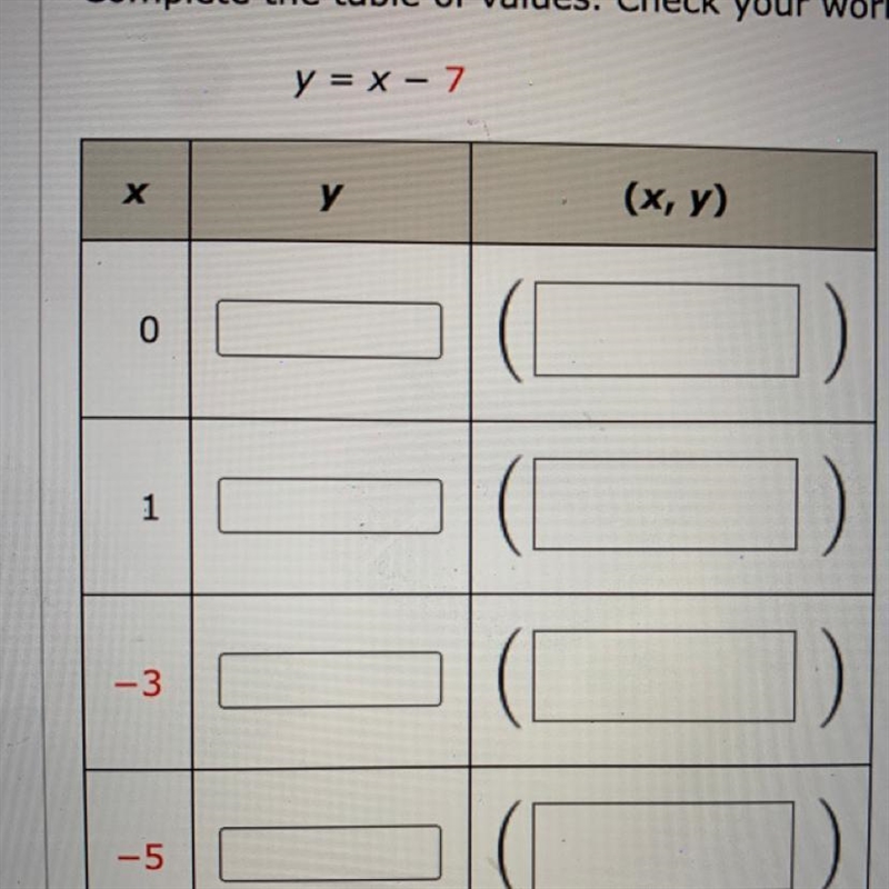 Complete the table of values.-example-1