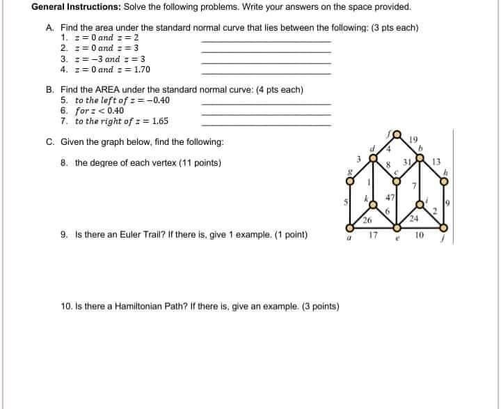 General Instructions: Solve the following problems. Write your answers on the space-example-1