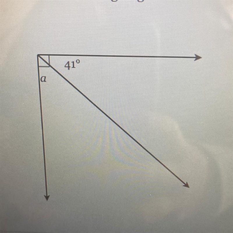 Find the measure of the missing angle Answer: a=-example-1