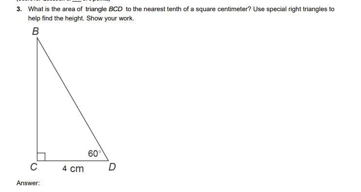 What is the area of triangle BCD to the nearest tenth of a square centimeter? Use-example-1