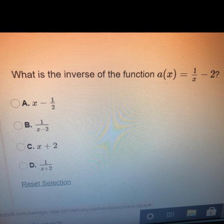 What is the inverse of the function a(x)=1/x-2-example-1