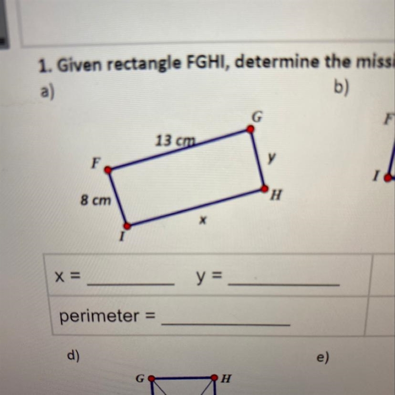 Please help this is due today!!!!! Given parallelogram FGHI determine the missing-example-1