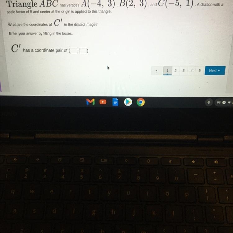 Triangle ABC has venices A(-4, 3) B(2, 3). and C(-5, 1) A dilation wi scale factor-example-1