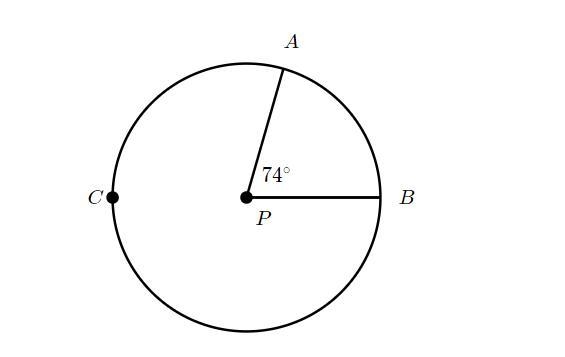 What is the arc measure of major arc \stackrel{\large{\frown}}{ACB} ACB ⌢ A, C, B-example-1