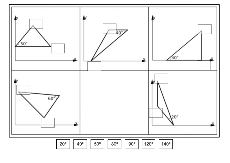 Each of the triangles below has one angle measured. Mentally estimate the measures-example-1