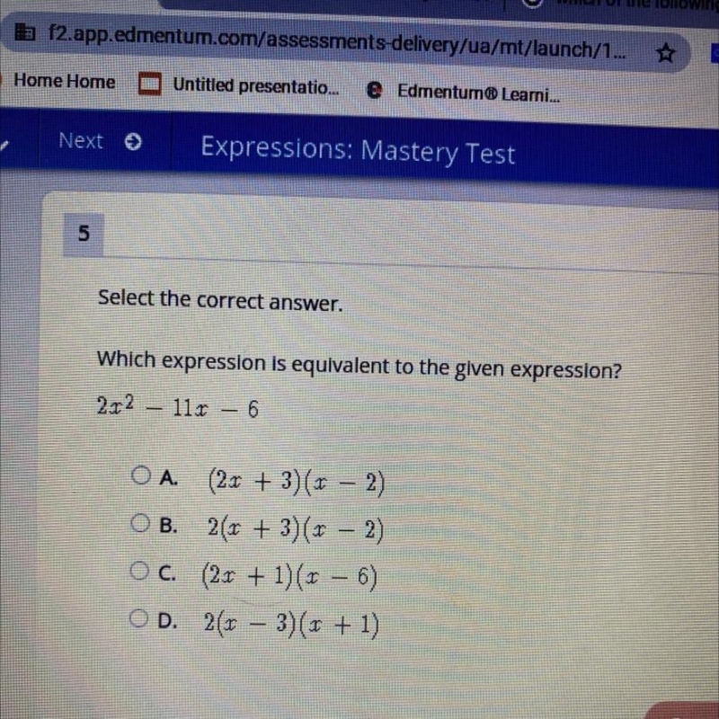 Please help me . Select the correct answer. Which expression is equivalent to the-example-1