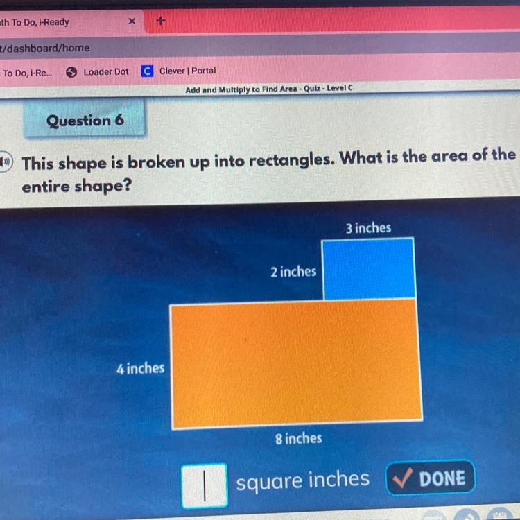 This shape is broken up into rectangles. What is the area of the entire shape?-example-1