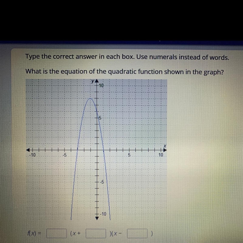 Need help!! What is the equation of the quadratic functions shown in the graph?-example-1