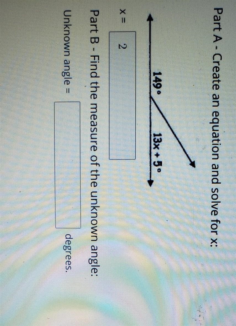 What is x and the unknown angle? May I also get a brief explanation of how to do it-example-1