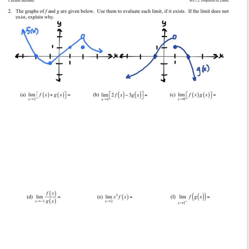 B) Lim[2f(x)-3g(x)] Please do all if possible:) thank you!-example-1