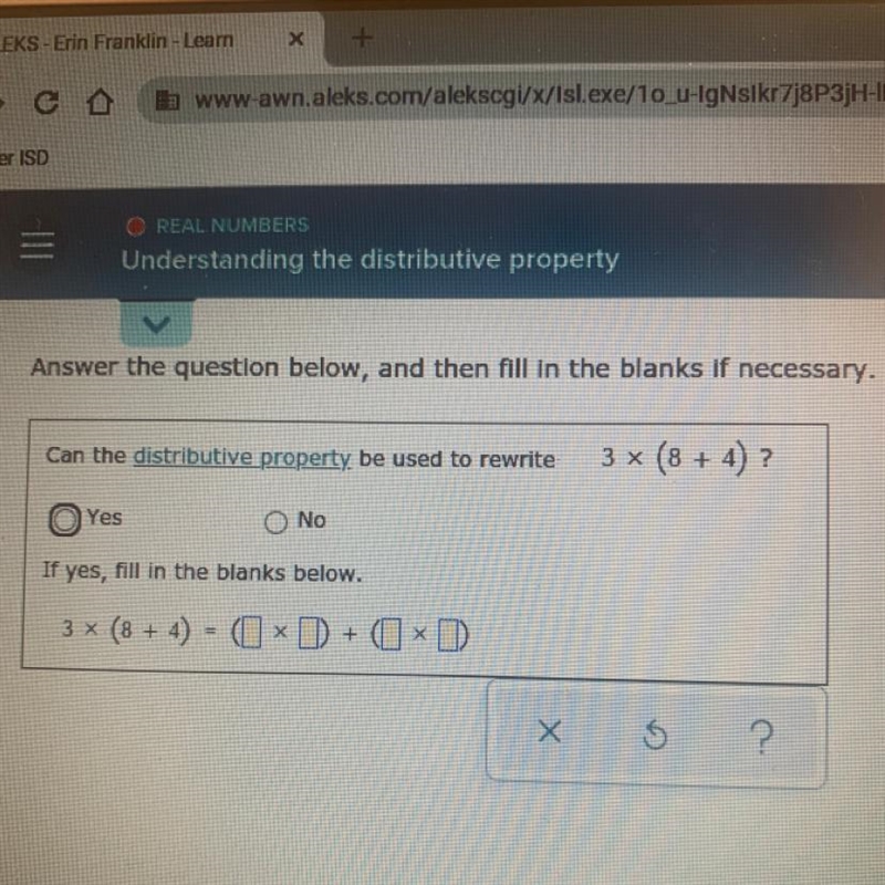 Answer the question below, and then fill in the blanks if necessary. Can the distributive-example-1