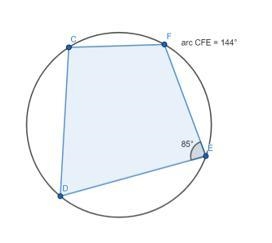 A quadrilateral is inscribed in a circle. Find the measure of each missing angle as-example-1