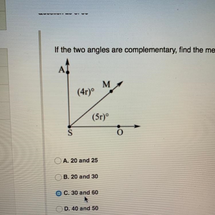 If the two angles are complementary, find the measure of each of angle.-example-1