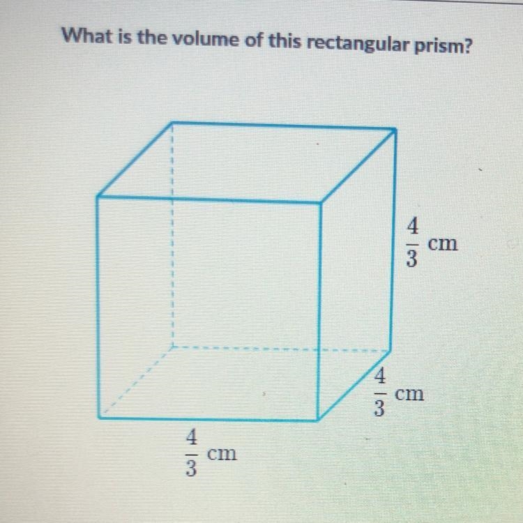 What is the volume of this rectangular prism? cm 4/3 4/3 4/3-example-1