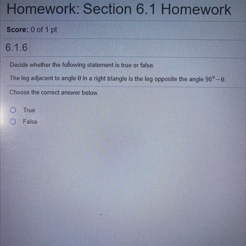 Trigonometry: True/False question posted on the image-example-1