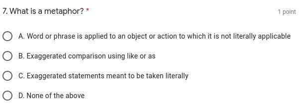 7. What is a metaphor? *-example-1