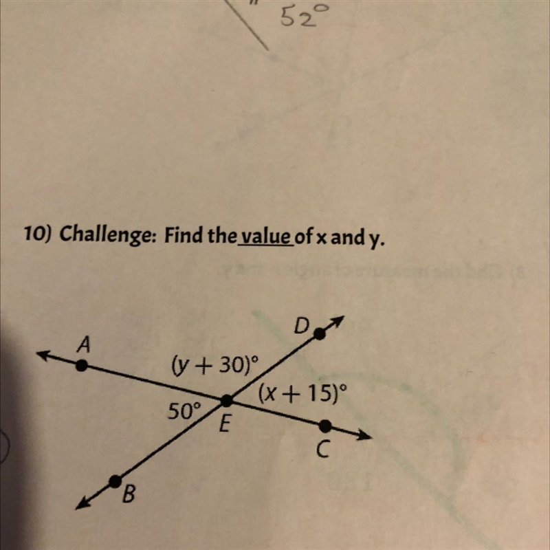 High value points! Please find the VALUE of x and y (my last problem for my work) please-example-1