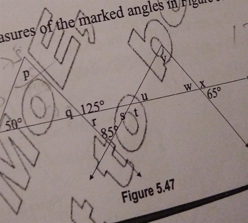 Find degree measures of marked angles in fig 5.47​-example-1