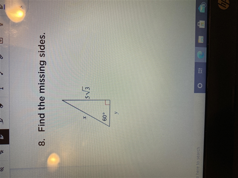 Find the missing sides-example-1