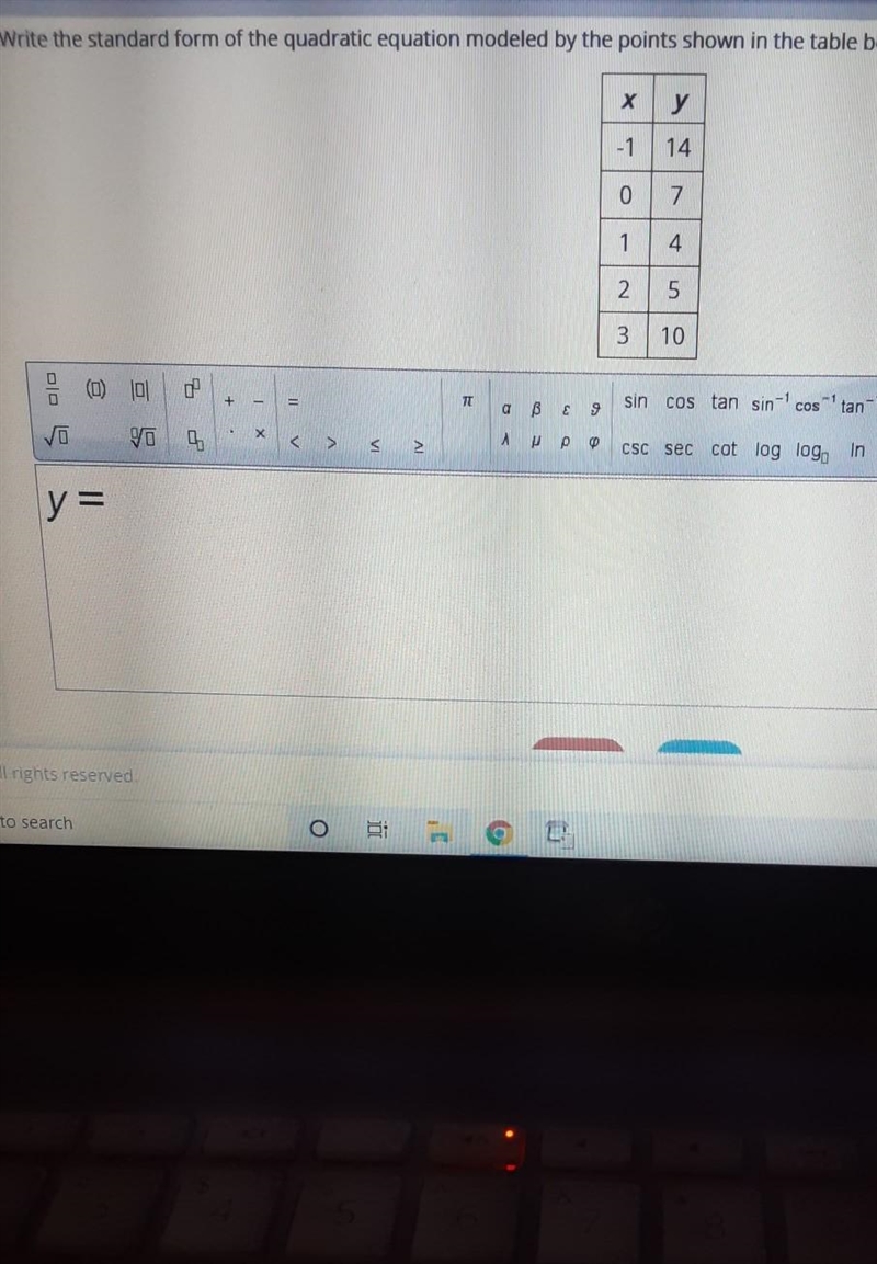 HELP!!! PLEASE!!!! Write the standard form of the quadratic equation modeled by the-example-1