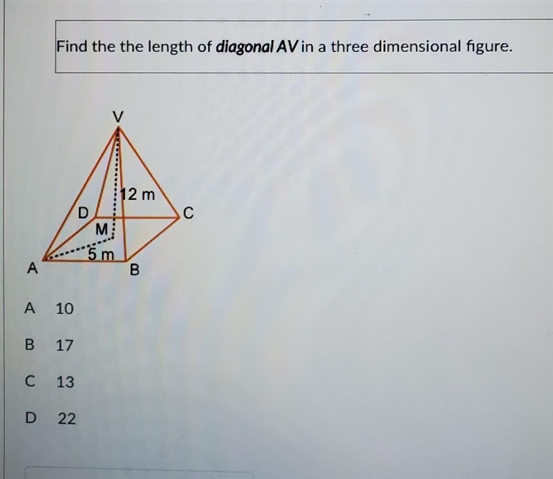 Find the length of diagonal AV in a three dimensional figure.​-example-1