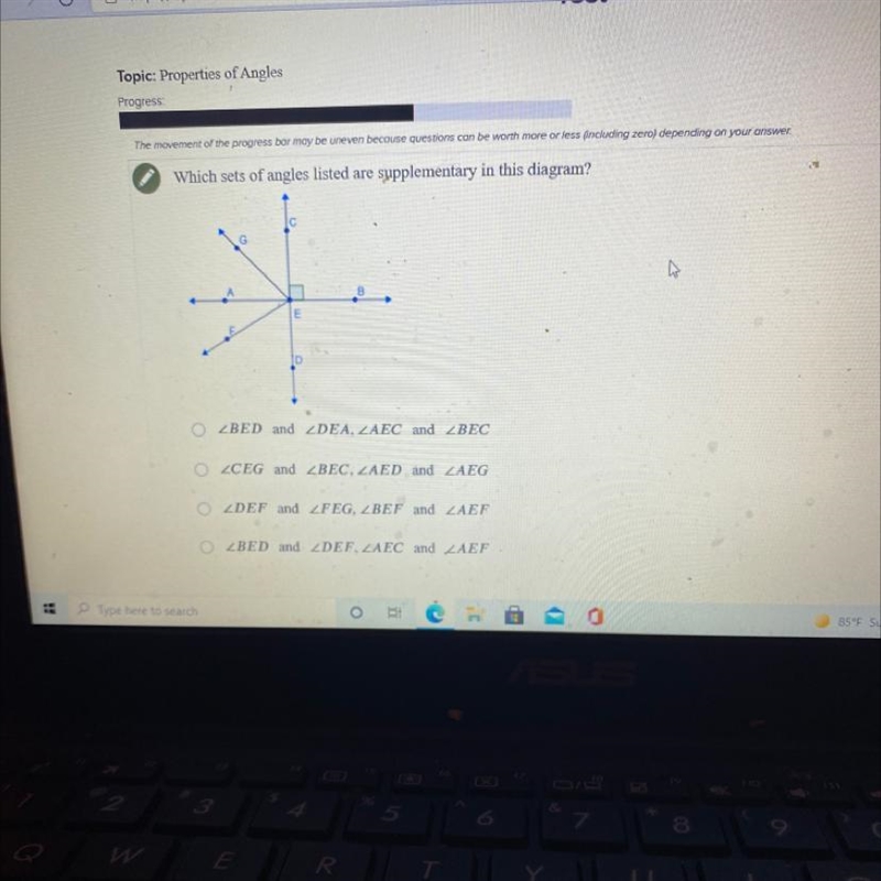 Which set of angles are supplementary-example-1