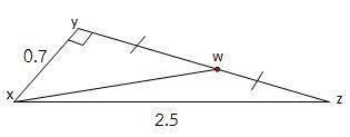 From the figure, how many square units are the area of ​​a triangle xwy when yw=zw-example-1