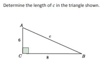 Determine the length of c in triangle shown please help-example-1