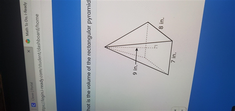 What is the volume of the rectangular pyramid shown belown?-example-1