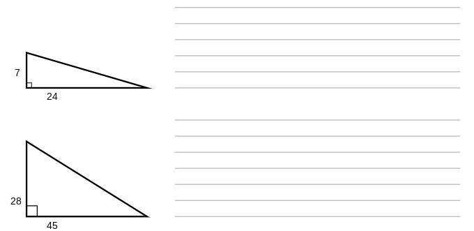 Find the length of the third side of each triangle - Find Hypotenuse-example-1