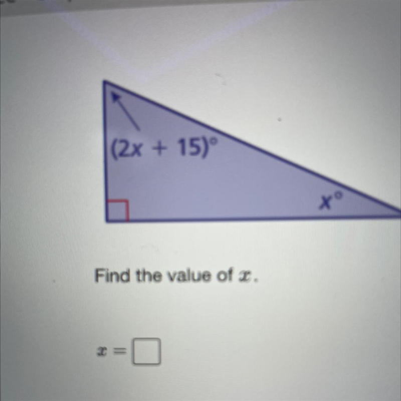 Find the value of x on a triangle-example-1