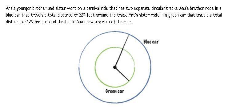 What is the radius of the circle made by Ana’s sister in the green car? Use 3.14 for-example-1