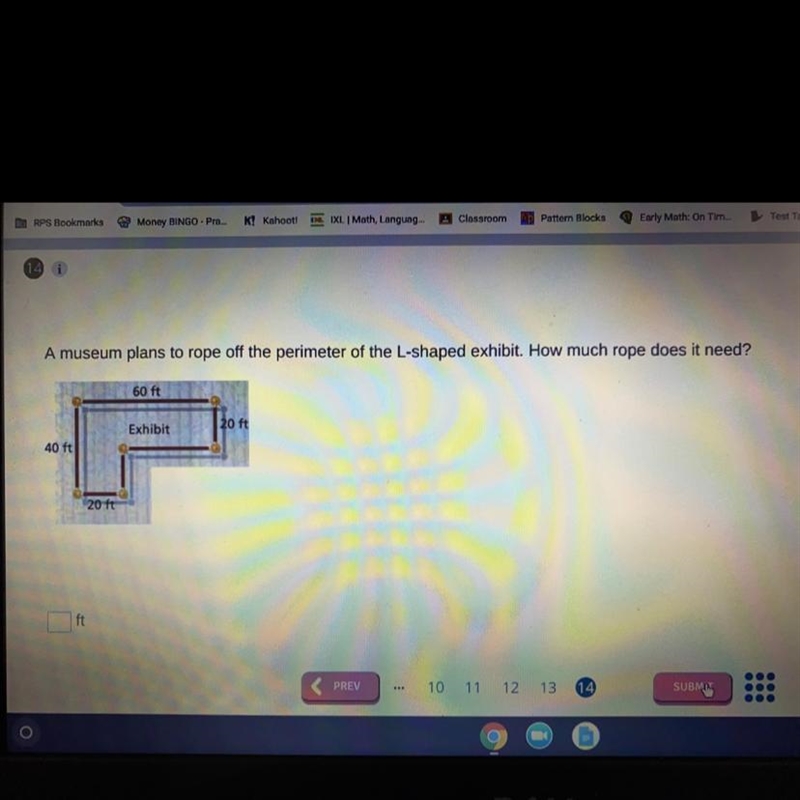 A museum plans to rope off the perimeter of the L shaped exhibit. How much rope does-example-1