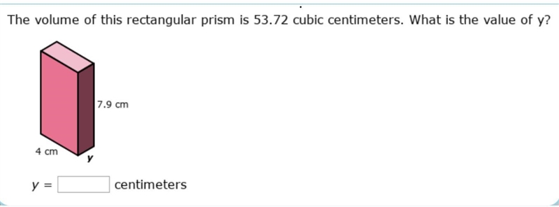 The volume of this rectangular prism is 53.72 cubic centimeters . what is the value-example-1