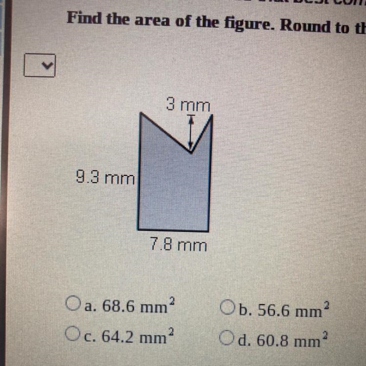 Find the area of the figure round to the nearest tenth-example-1