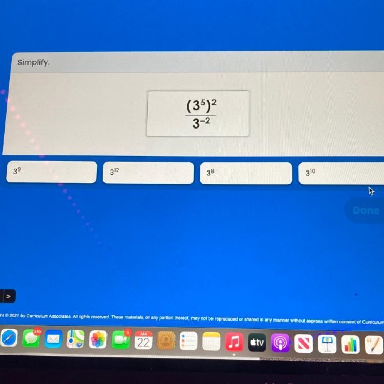 Simplify. (3^5)^2/3^-2 please answer asap-example-1