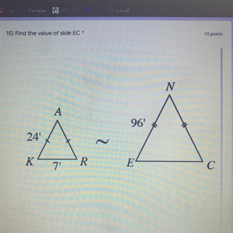 What is the value of side EC ?-example-1