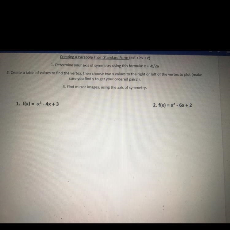 Creating a parabola in stand form need help. I’m putting up 20 points for this-example-1