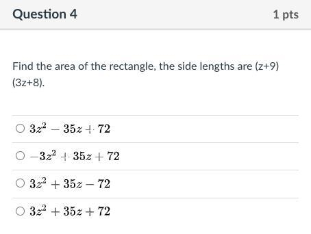 Find the area of the rectangle, the side lengths are (z+9)(3z+8).-example-1