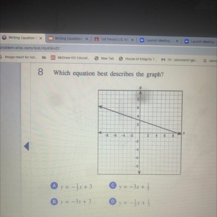 8 Which equation best describes the graph? y 8 6 4 2 -8 -6 4 2 4 6 -2 - -8 A y = - *x-example-1