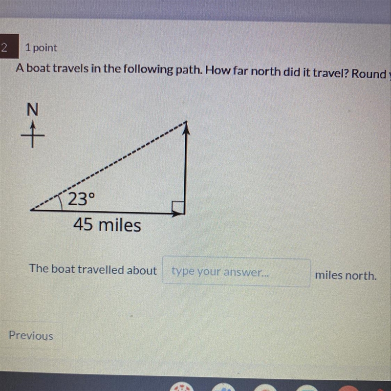 about travels in the following path. How far north did it travel? Round your answer-example-1