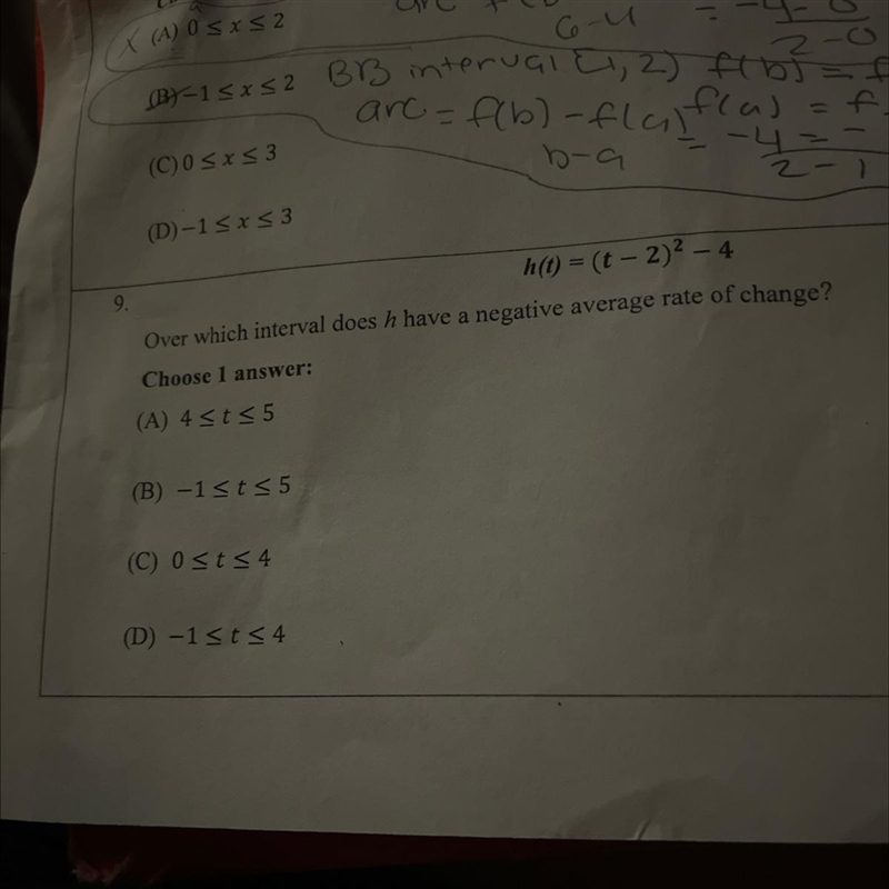 Interval does h have a negative average of change-example-1