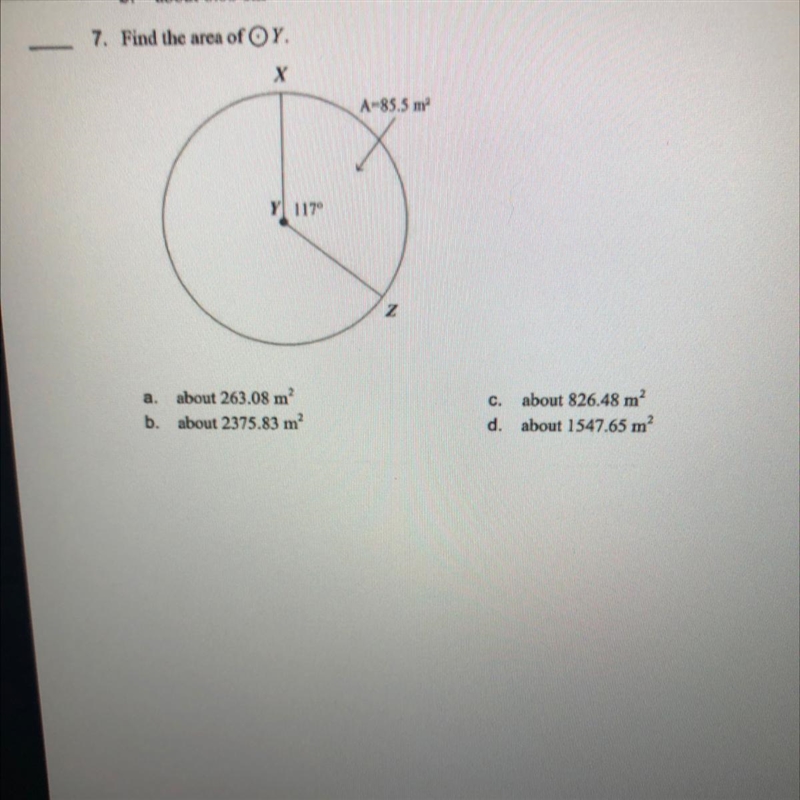 7. Find the area of Circle Y-example-1