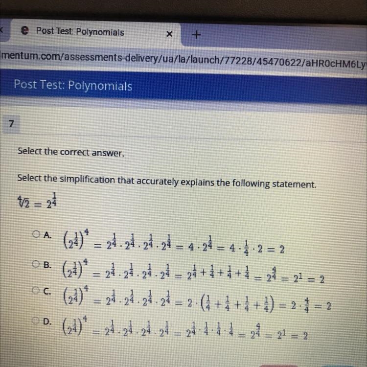 Select the correct answer. Select the simplification that accurately explains the-example-1