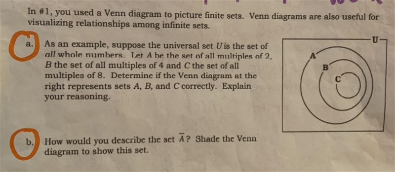 As an example, suppose the universal set U is the set of all whole numbers. Let A-example-1