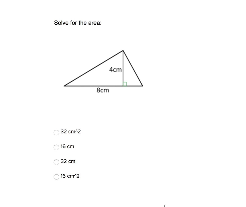 Solve for the area: 32 cm^2 16 cm 32 cm 16 cm^2-example-1