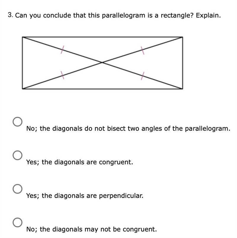 Can you conclude that this parallelogram is a rectangle? Explain.-example-1