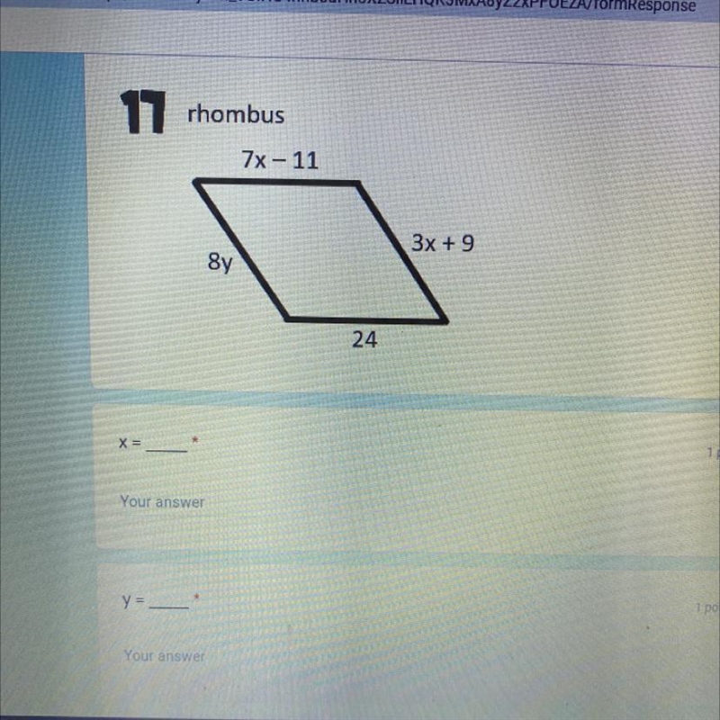 Need the answer to x and y !-example-1