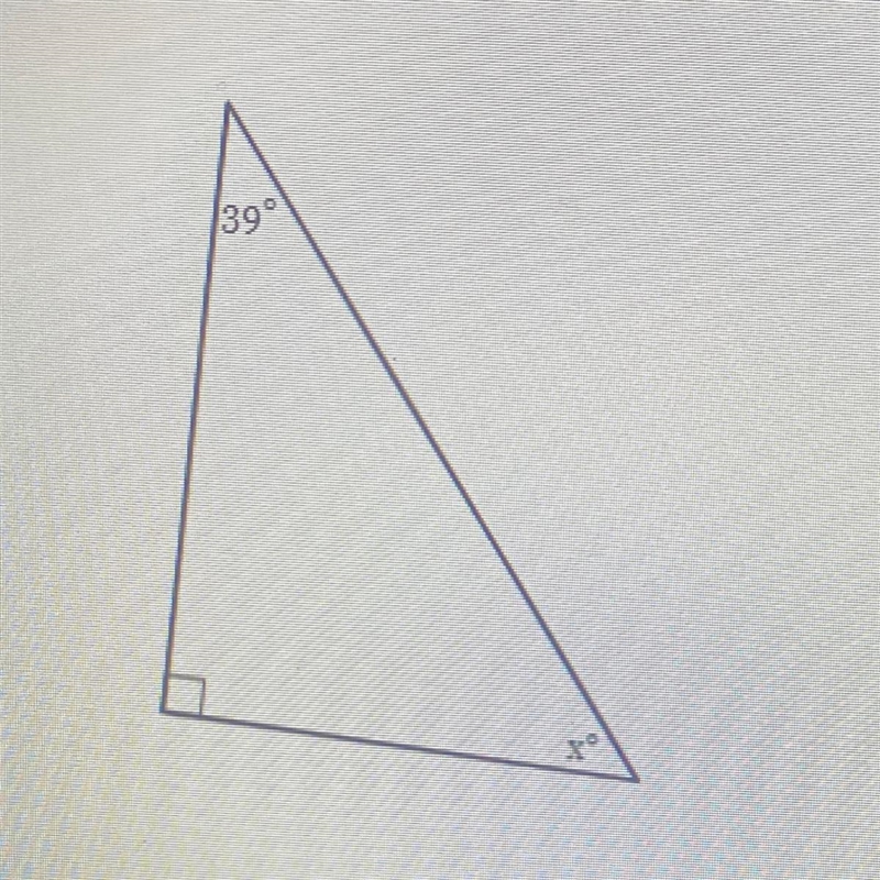 The measure of the angles of a triangle are shown in the figure below. Solve for x-example-1