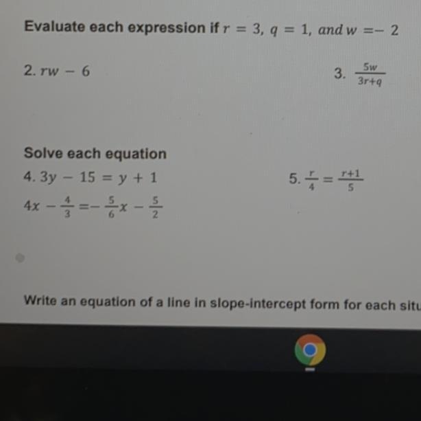 Evaluate each expression if r = 3,q = 1, and W =-2-example-1